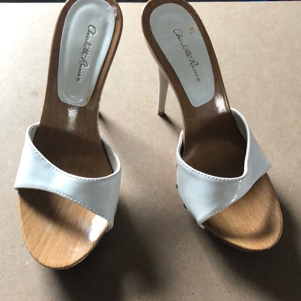 White sandal heels